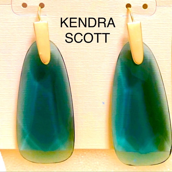 NWT Kendra Scott RARE & Retired Maize Earrings Teal & Yellow Gold FABULOUS! - Picture 4 of 9